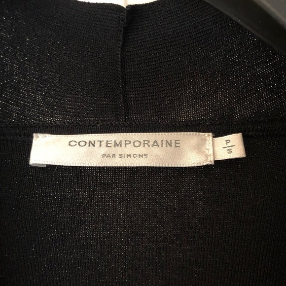 CONTEMPORAINE Knitted Minimalist Black Open Front Loose Fit Kimono Cardigan. - Picture 3 of 15